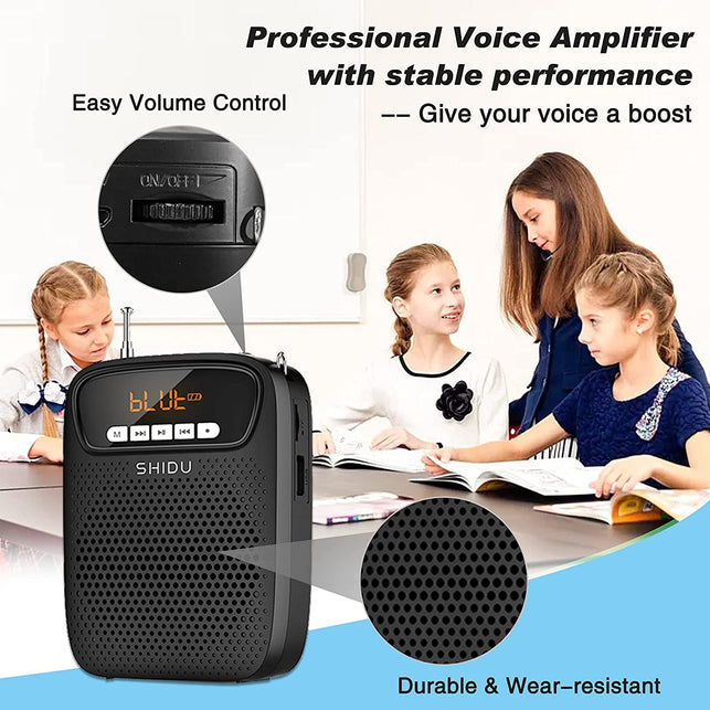 Portable Mini Voice Amplifier Wired Headset Microphone Speaker Set for Teachers 15W Rechargeable Lightweight Personal Mic for Classroom,Tour Guides,Instructors and Presentation