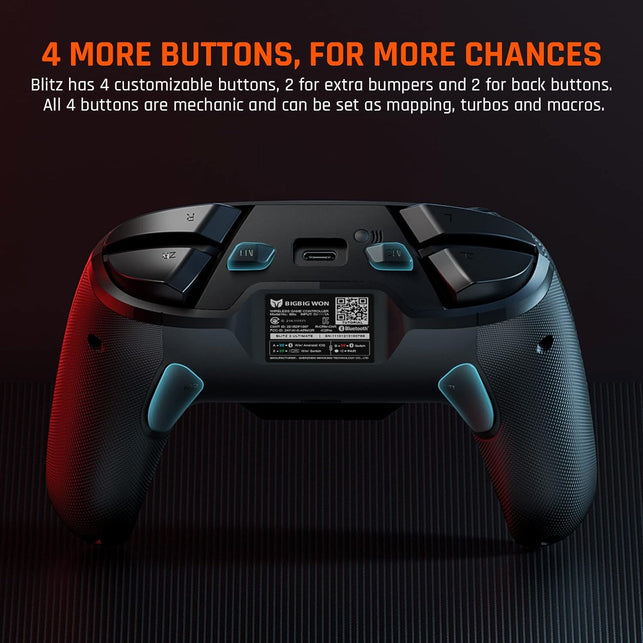 PC Gaming Controller, Wireless Controller with Custom Button, 6-Axis Gyro, Dual Shock, Macro, Turbo, Bluetooth Game Controller for Windows 10/Android/Ios/Pc