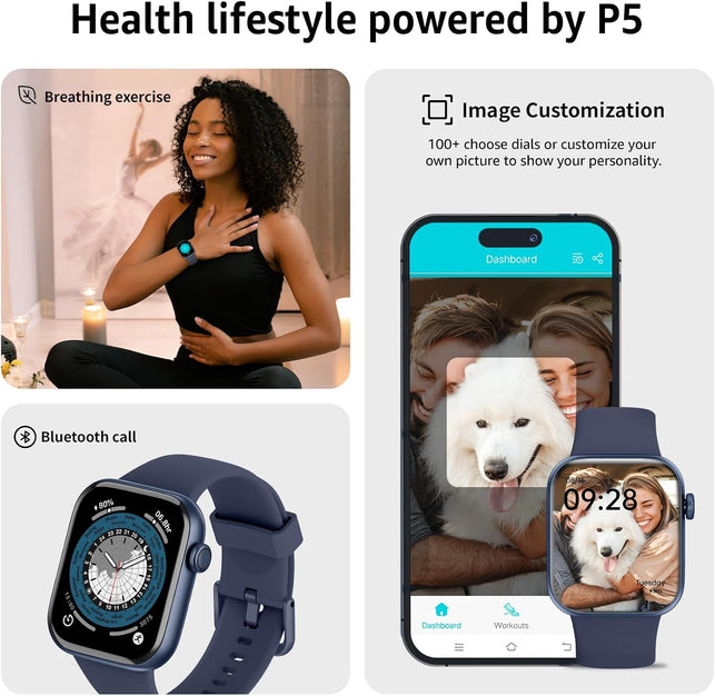 Smart Watch for Men Women Answer/Make Call, 1.85" Smartwatch, Fitness Watch with Heart Rate Blood Pressure Sleep Monitor, 140+Sports, IP68 Waterproof Step Counter Watch Compatible with Android Ios
