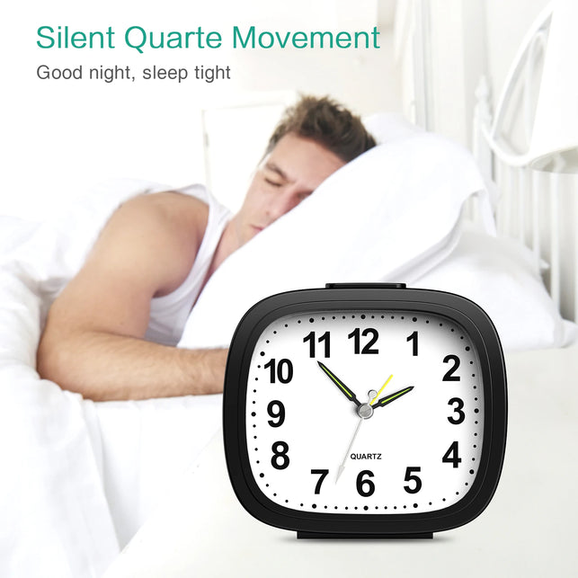 ORIA Silent Alarm Clocks Bedside Non Ticking Battery Powered Table Clocks Luminous Analogue Clock for Heavy Sleepers Travel