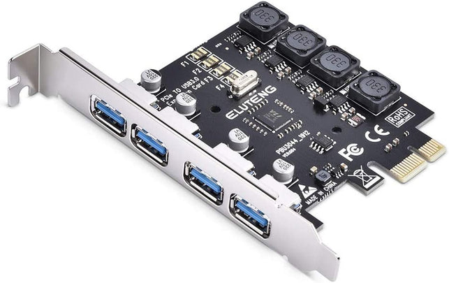 ELUTENG PCIE USB 3.0 Card 4 Ports PCI Expree to USB Expansion Card Super Speed 5Gbps Pci-E USB3 Hub Controller Adapter for Windows 10/8.1/8/7/Xp/Vista