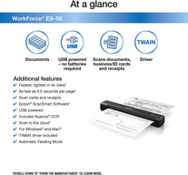 Epson WorkForce ES-50 Portable Sheet-fed Document Scanner for PC and Mac