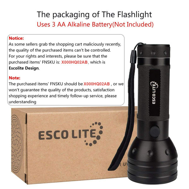 Escolite UV Flashlight Black Light 51 LED Ultraviolet Pet Urine Blacklight Detector Pet Stains and Bed Bug 395 nM