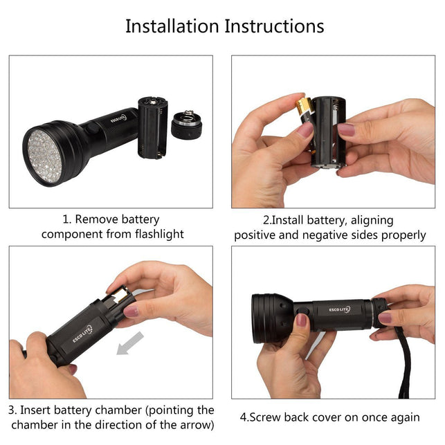 Escolite UV Flashlight Black Light 51 LED Ultraviolet Pet Urine Blacklight Detector Pet Stains and Bed Bug 395 nM