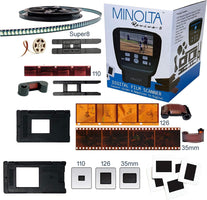 MINOLTA Film & Slide Scanner, Large 5" Screen, Convert Color & B&W 35Mm, 126, 110 Negative & Slides, Super 8 Films to High Res 22MP JPEG Digital Photos, 16GB SD Card, Worldwide AC Adapter (Black)