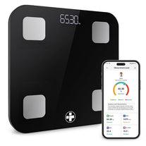 Reliance Medical Smart BMI Scale, Bluetooth Digital Body Fat Scale with LED Display, Accurate Weight Tracking, Ultra Slim, Bathroom Scale, Syncs with Fitness Apps, Size L 28Cm X W 28Cm X D 2.4Cm