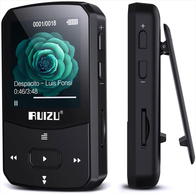RUIZU 64GB Clip MP3 Player with Bluetooth 5.3, Voice Recorder & FM Radio