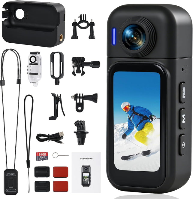 Action Camera, Waterproof 30M, Touchscreen, POV Body Camera, Wifi