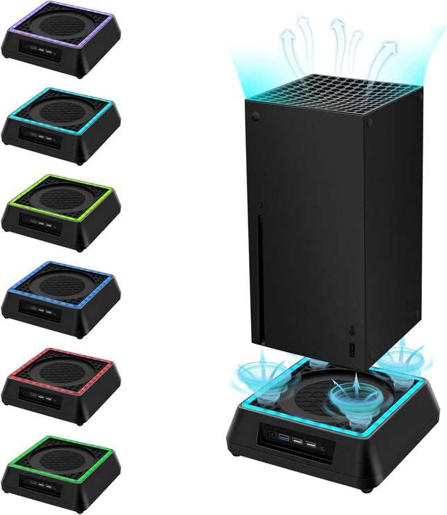 Mcbazel Cooling Fan for Xbox Series X,RGB LED Light Vertical Cooling Stand with Adjustable 3 Levels of Fan Speed
