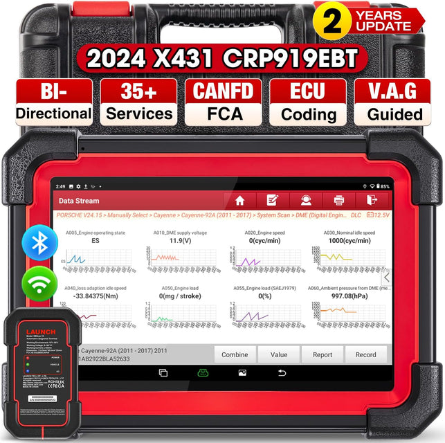 LAUNCH X431 CRP919EBT Elite OBD2 Scanner, 2024 Wireless Bidirectional Scan Tool, ECU Coding, CANFD&DOIP, FCA Autoauth, V.A.G Guided, 35+ Reset, Full System, 2Yrs Update, Upgraded Ver. of CRP919E