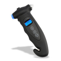 JUSTTOP Digital Tire Pressure Gauge, with Safety Hammer Multi-Function LCD Digital Display Car Tire Pressure Sensing System, Car Window Breaker, Seatbelt Cutter, Black