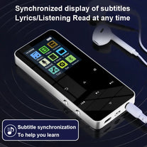 NEW2.0 Inch Metal Touch MP3 MP4 Music Player Bluetooth 5.0 Supports Card, with FM Alarm Clock Pedometer E-Book Built-In Speaker