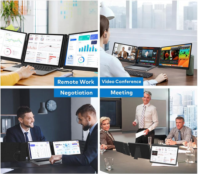 14" Laptop Screen Extender, FHD 1200P IPS Dual/Triple Portable Monitor for Laptop, 360° Flip Left Screen, USB-C/HDMI Plug & Play, Multi Travel Computer Monitor Display for 12-17.3" Win/Mac -S7C