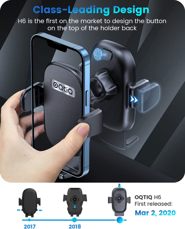 OQTIQ 3-In-1 Suction Cup Phone Holder Windshield/Dashboard/Air Vent, Dashboard & Windshield Suction Cup Car Phone Mount with Strong Sticky Gel Pad, Compatible with Iphone, Samsung & Other Cell Phones