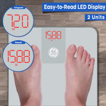 GE Digital Scale Body Weight: Bathroom Scales for Weight and BMI Accurate Body Weight Scale Weighing Scales for Body Weight Bluetooth Scale with App for People 400 Lb Electronic Scale Silver Grey