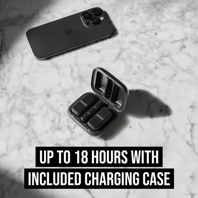 RØDE Wireless Micro - Compact Wireless Microphone, Two Mics with Charge Case for Smartphone Content Creation - USB-C, Black
