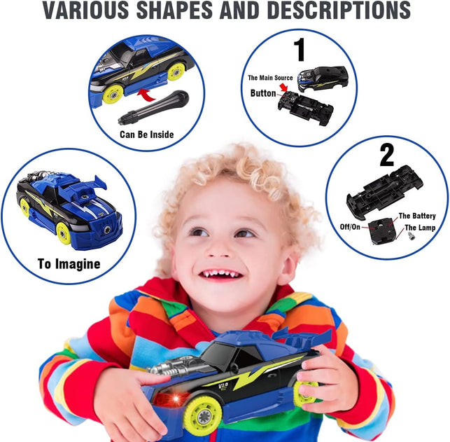 REMOKING Kids Toys for Boys&Girls,Take Apart Racing Car,Stem Building Toys 26 Pieces Assembly Car Toys with Drill Tool, Lights and Sounds,Birthday, for Kids