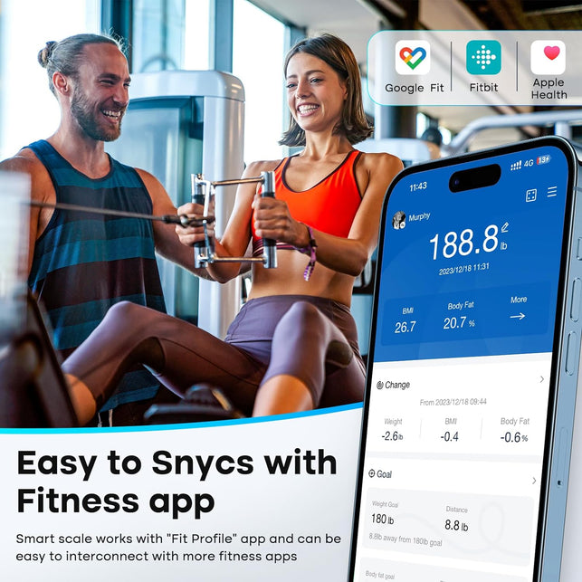 GE Smart Scale for Body Weight, BMI, Fat, Muscle Mass, Digital Bathroom Scales 500Lbs Bluetooth 11.8" Large Platform Weighing Machine Health Monitor with App, Dark Blue