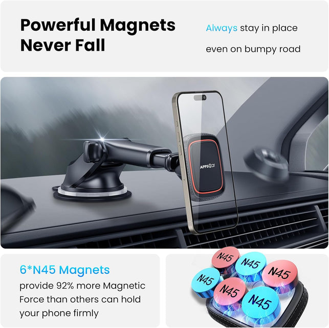 Apps2Car Magnetic Car Phone Holder, Mobile Phone Holder for Car