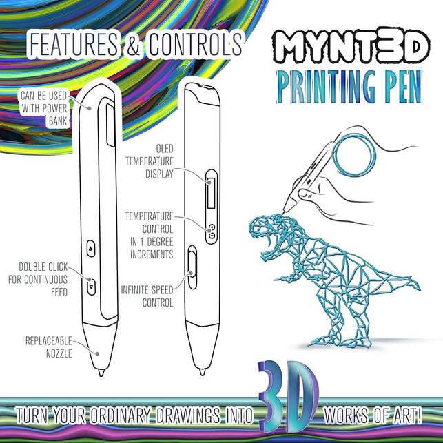 MYNT3D Professional Printing 3D Pen with OLED Display