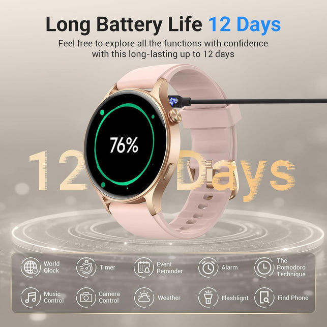 Aeac Smart Watch for Women,1.32" AMOLED Touchscreen Fitness Tracker, Make/Answer Calls, Activity Trackers with Heart Rate/Sleep/Spo2 Monitor,110+ Sport Modes Waterproof Fitness Watch
