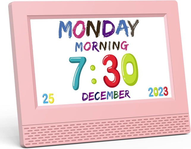 Kids Digital Alarm Clock Colorful, 7" Large LED Time Display Children'S Sleep Trainer, Eye-Caring Digital Clock for Girls Boys Bedrooms Bedside, 17 Alarm Clock Settings Easy to Use Kids Birthday Gift