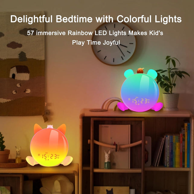 Aurora Sunrise Alarm Clock with 3 Free Magnetic Pet Kit, Wake-Up Light, Bluetooth Speaker, Backlit, Eye-Friendly Sleep Aid, Dimmable, Dual Alarms, Natural Sound, Kid, Child, Teenager, DIY, X-Mas Gift