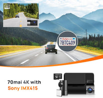 70Mai 4K Dash Cam A800S with Sony IMX415, Front and Rear,With Free 128GB SD Card, Built in GPS, Super Night Vision, 3'' IPS LCD, 24H Parking Mode, ADAS, Loop Recording, Ios/Android App Control