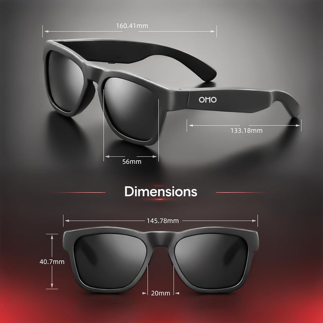 Oho Sunshine Bluetooth Audio Sunglasses, Lightweight Open Ear Sport Glasses, 10H Playtime,Water Resistant with Voice Control
