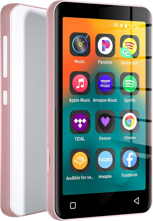 MP3 Player with Bluetooth and Wifi,Mp3 Player with Spotify,Spotify Kids,Audible,Pandora,Amazon Music,4" Music Player MP4 up to 1Tb(80Gb,Pink_White)