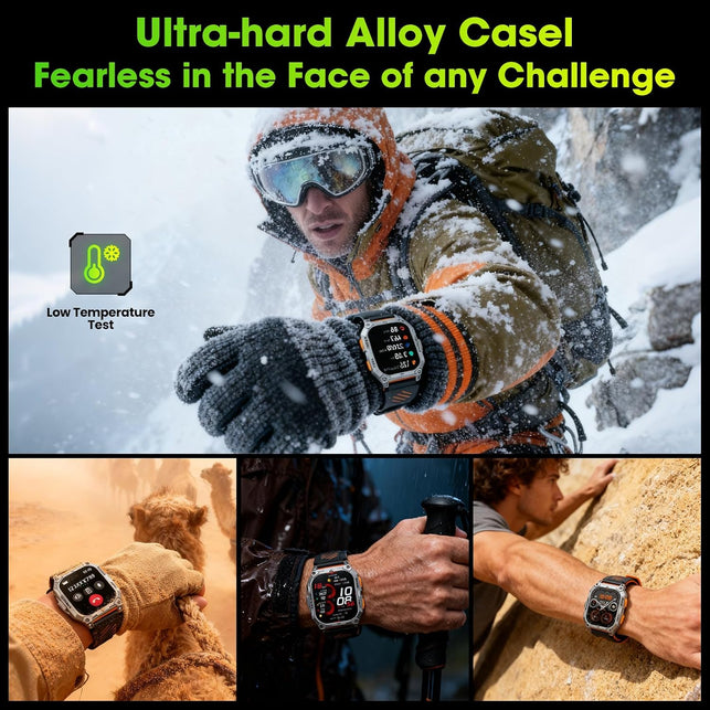 Smart Watches for Men, 2.01" HD Military Smart Watch with 1000Mah High-Capacity Battery/Led Flashlight/Answer/Make Call/Step Tracker, Fitness Tracker for Android/Iphone (Orange)