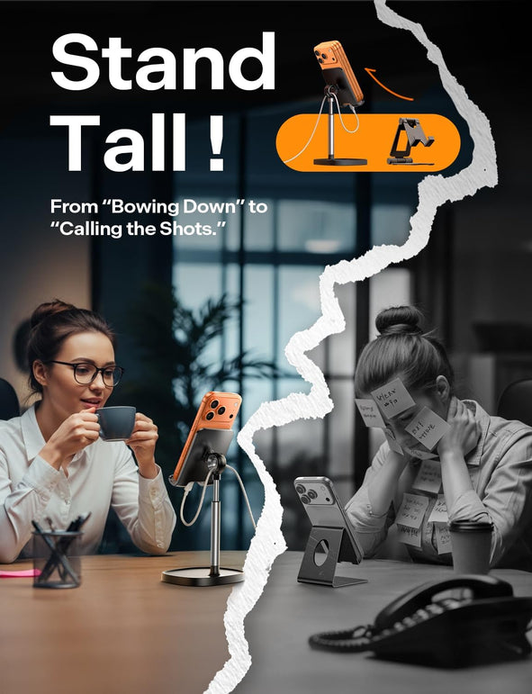 LISEN Cell Phone Stand Phone Holder for Desk Recording Office, Women Office Desk Accessories Gifts PC Gaming Essentials Iphone Stand Gadgets Fit Otterbox Case Switch Ipad Air Tablet 4-10 In