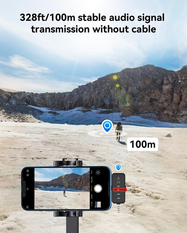 PQRQP 3 in 1 Microphone for Iphone/Android/Camera, Wireless Microphones, 328Ft Transmission, 18H Battery Life, Mini Microphone for Record Interview, Vlogs, Tiktok