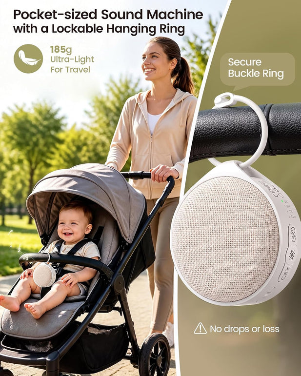 Glocusent Portable White Noise Machine with Night Light,Baby Sound Machine