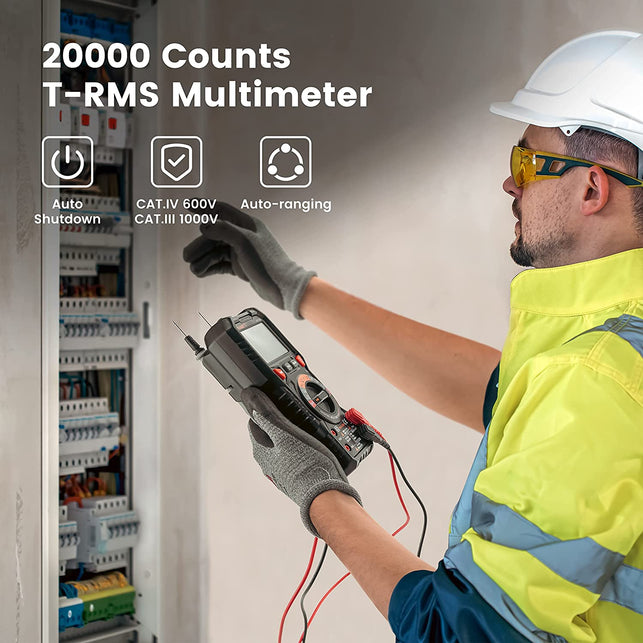 KAIWEETS HT118E Digital Multimeter TRMS 20000 Counts with Higher Resolution Auto-Ranging Voltmeter Accurately Measures Voltage Current Resistance Diodes Continuity Duty-Cycle Capacitance Temperature
