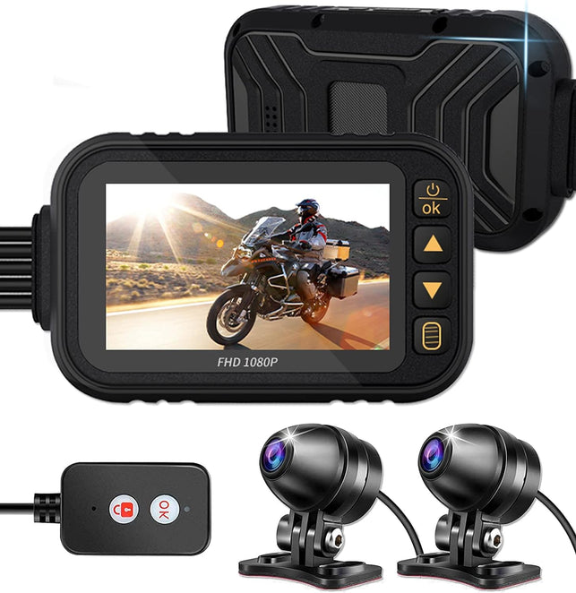 OBEST Motorcycle Camera Dash Cam MT35 1080P+720P Dual AHD Front Rear Bike Dashcam with 3'' IPS Screen G-Sensor Parking Mode Waterproof Loop Recording Bike Cycle Driving Recorder