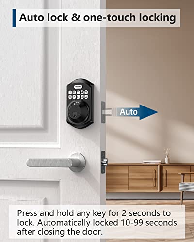 Fingerprint Door Lock - TEEHO TE002 Keyless Entry Door Lock Deadbolt - Electronic Door Lock with Keypad - Combination Door Lock - Easy Installation -Matte Black