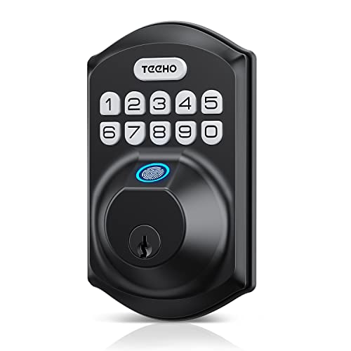 Fingerprint Door Lock - TEEHO TE002 Keyless Entry Door Lock Deadbolt - Electronic Door Lock with Keypad - Combination Door Lock - Easy Installation -Matte Black