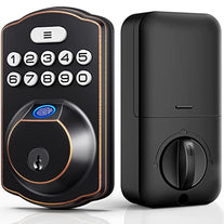 Fingerprint Door Lock, Veise Keyless Entry Door Lock, Electronic Keypad Deadbolt with Keys, Biometric Smart Locks for Front Door, Auto Lock, Anti-Peeking Password, Easy Installation, Oil Rubbed Bronze