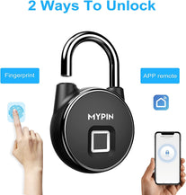 Fingerprint Padlock, Smart Keyless Bluetooth Lock App/Fingerprint Unlock Anti-Theft Padlock Door Luggage Case Lock for Android Ios System Suitable for Gym, Backpack, School, Fence and Storage