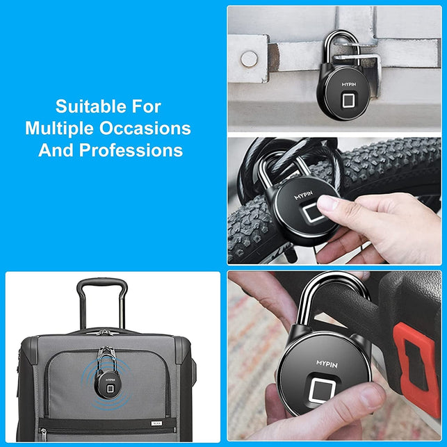 Fingerprint Padlock, Smart Keyless Bluetooth Lock App/Fingerprint Unlock Anti-Theft Padlock Door Luggage Case Lock for Android Ios System Suitable for Gym, Backpack, School, Fence and Storage