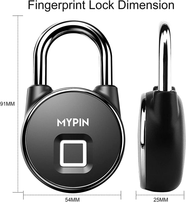 Fingerprint Padlock, Smart Keyless Bluetooth Lock App/Fingerprint Unlock Anti-Theft Padlock Door Luggage Case Lock for Android Ios System Suitable for Gym, Backpack, School, Fence and Storage