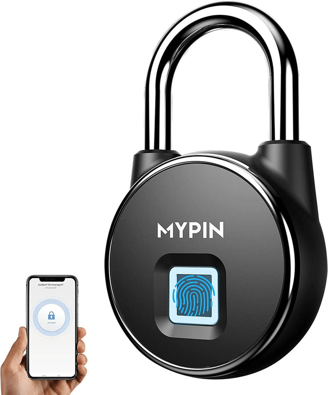 Fingerprint Padlock, Smart Keyless Bluetooth Lock App/Fingerprint Unlock Anti-Theft Padlock Door Luggage Case Lock for Android Ios System Suitable for Gym, Backpack, School, Fence and Storage