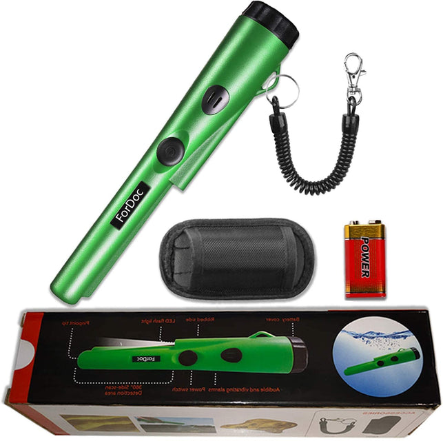 ForDoc Pinpoint Metal Detector Pinpointer Waterproof Design for Adults and Kids Green with Belt Holster