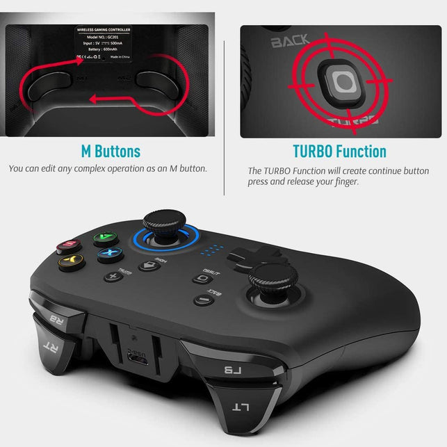 Forty4 Wireless Gaming Controller, Game Controller for PC Windows 7/8/10/11, PS3, Switch, Dual-Vibration Joystick Gamepad for Computer