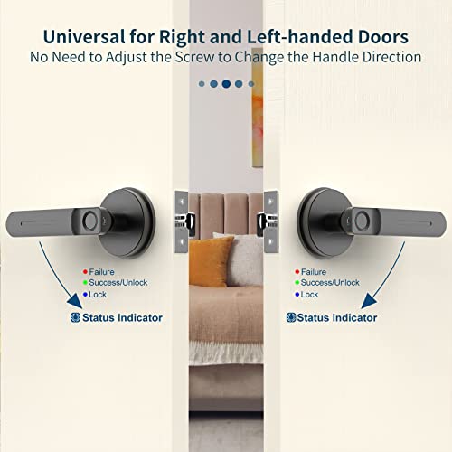 Foxgard Smart Fingerprint Door Lock,Keyless Entry Door Lock with Handle,Biometric Door Lock,Room Door Lock for Home/Storage /Bedroom/Office and Other Private Spaces (Black)