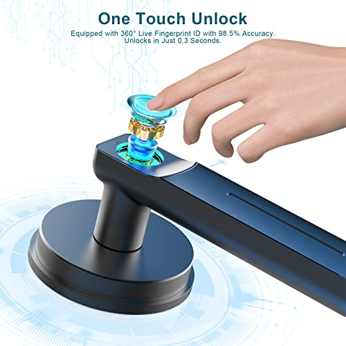 Foxgard Smart Fingerprint Door Lock,Keyless Entry Door Lock with Handle,Biometric Door Lock,Room Door Lock for Home/Storage /Bedroom/Office and Other Private Spaces (Black)