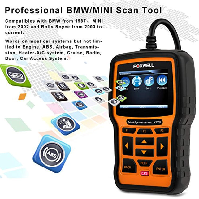 FOXWELL NT510 Automotive Scanner for BMW OBD II Obd2 Code Reader, ABS/SRS/EPB/Transmission Diagnostic Scan Tools with OIL Service