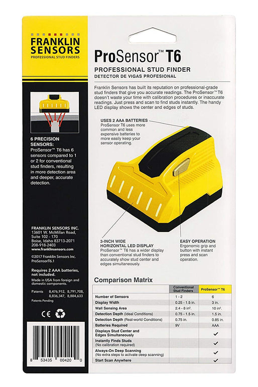 FRANKLIN SENSORS FST602 Prosensor, T6 Stud Finder