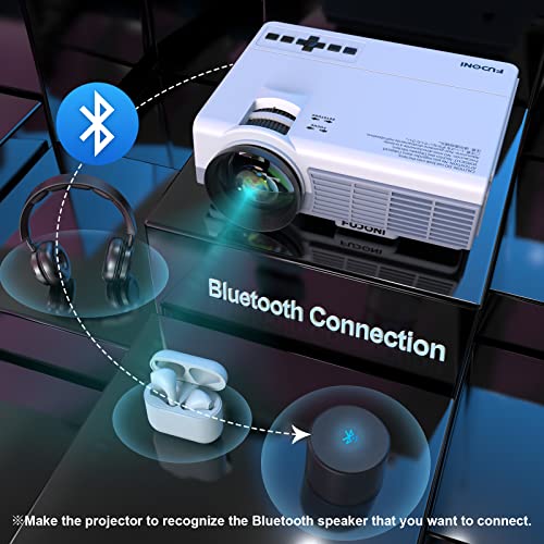 FUDONI Projector with WiFi and Bluetooth, Projector, 5G WiFi Native 1080P 9500L 4K Supported, FUDONI Outdoor Portable Projector with Screen, Home Theater Projector for HDMI/USB/PC/TV Box/iOS & Android Phone